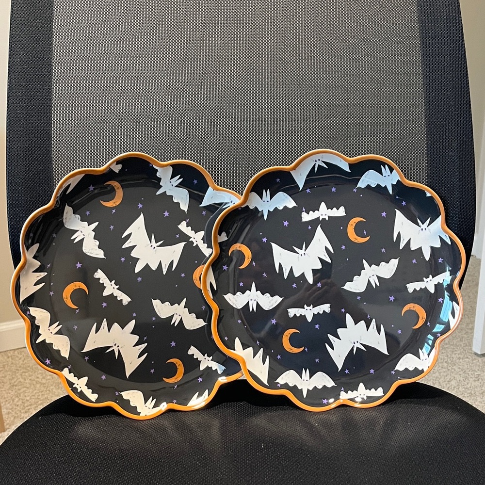 Halloween Bat and Moon Plates
